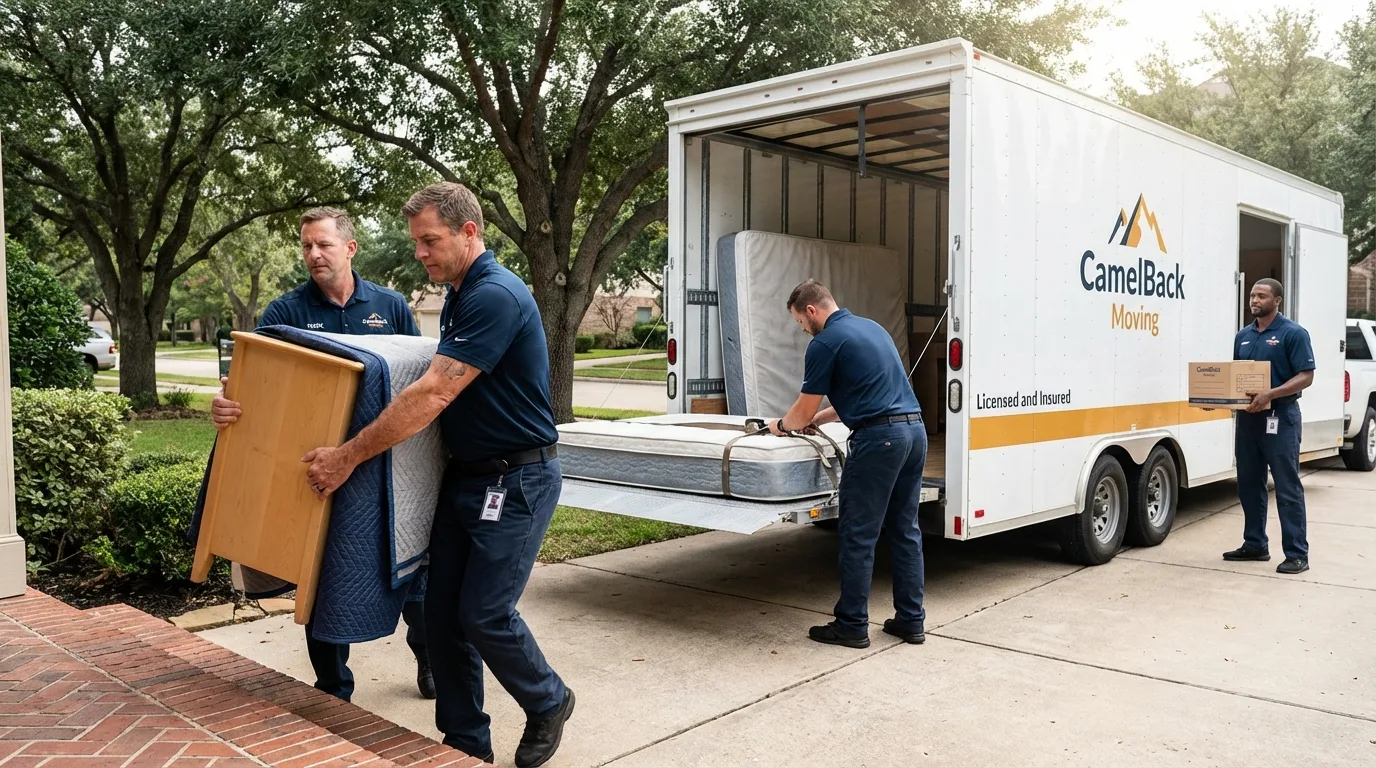 Crew loading residential truck for cross-state move from Chichester, NH