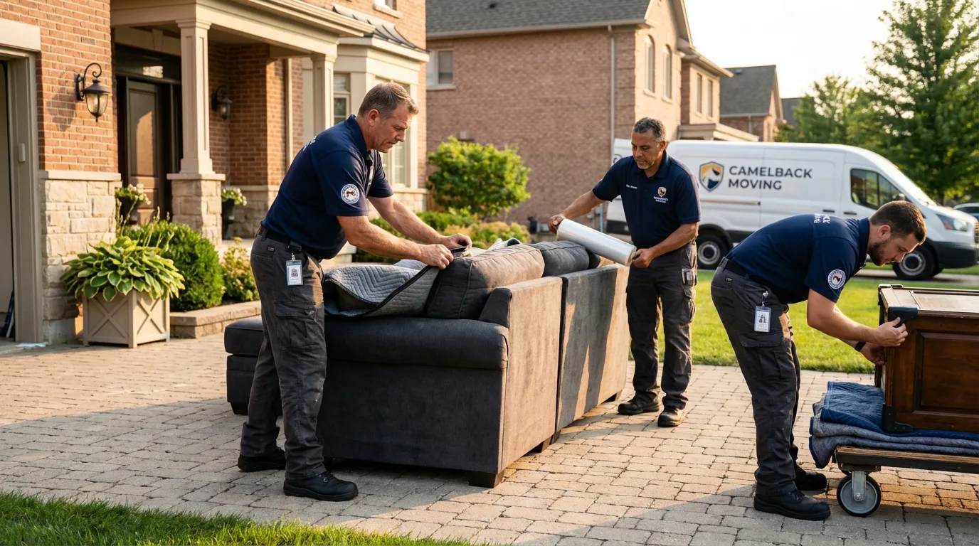 Large estate moving crew wrapping furniture in Chichester, NH